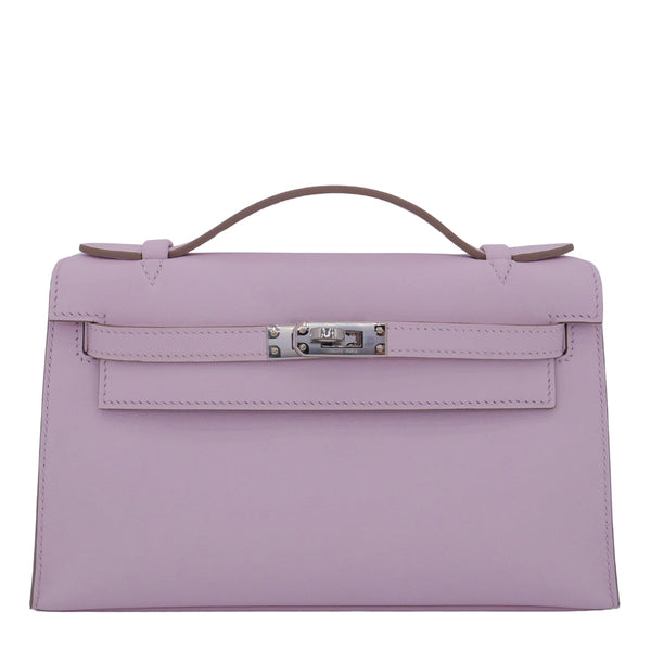 Herm�s Kelly Pochette Mauve Pale Swift Leather PHW