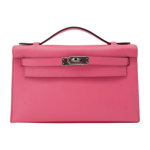 Herm�s Kelly Pochette Rose Azalee Swift Leather PHW