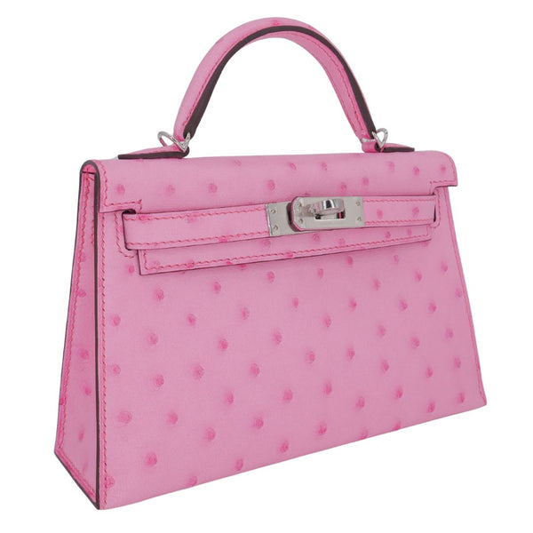 Herm�s Mini Kelly II Bubblegum Ostrich PHW