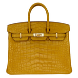 Hermès 25cm Birkin Ambre Matte Alligator Gold Hardware