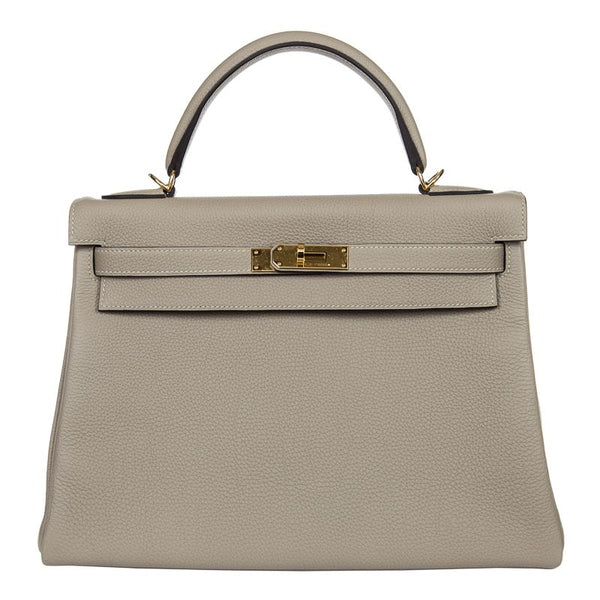 Priv√© Porter - Herm√©s 32cm Kelly Gris Tourterelle Togo GHW